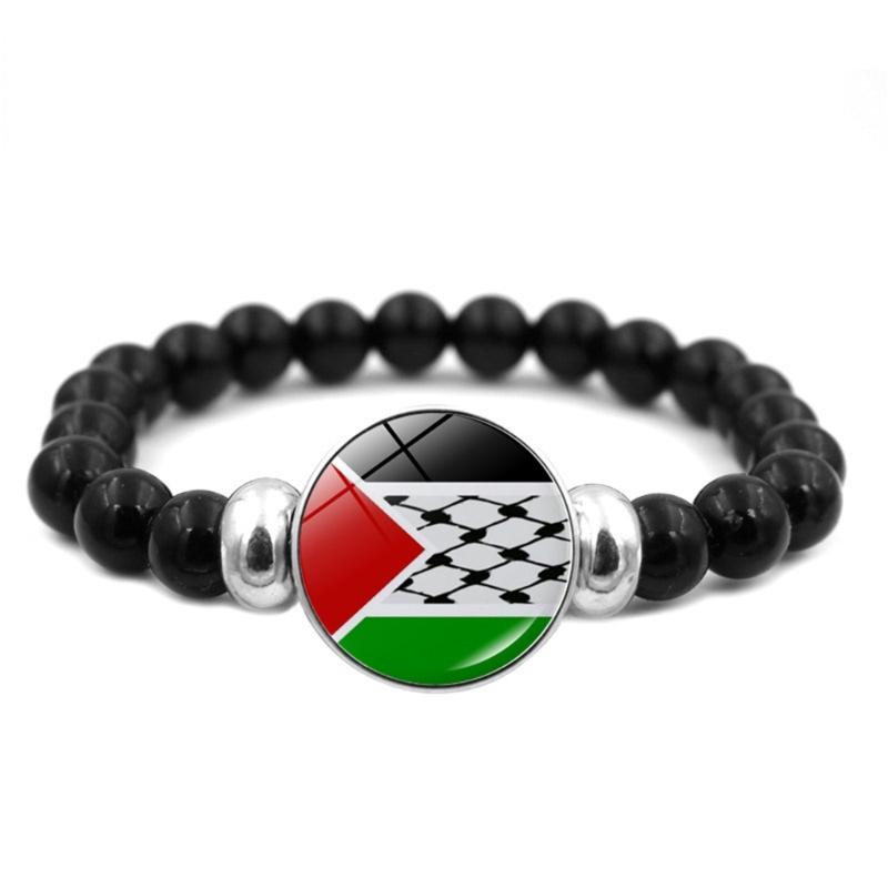 Palestine Flag Bracelets Fashion Glass Beaded Bracelet Bangles for Women Men