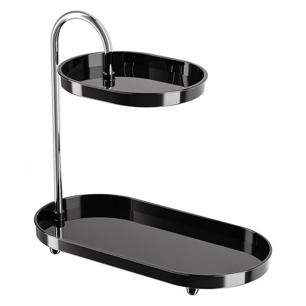 

Space Saving Cosmetic Storage Shelf Large Capacity Jewelry Display Stand Kitchen Black-Style A