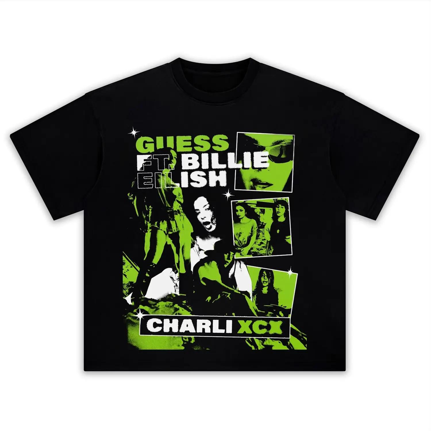 

Новая Хлопковая Футболка с Графикой Charli Xcx Billie Eilish Унисекс Летняя 2026 Хип-Хоп Унисекс Короткий Рукав Повседневная Рубашка Подарки для Фанатов S