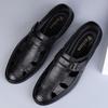Heißeste Verkäufe Neueste Echtleder Klassiker Schwarze Sommersandalen für Herren Luxus Outdoor Strandschuhe Atmungsaktive Bequeme Slipper Mann