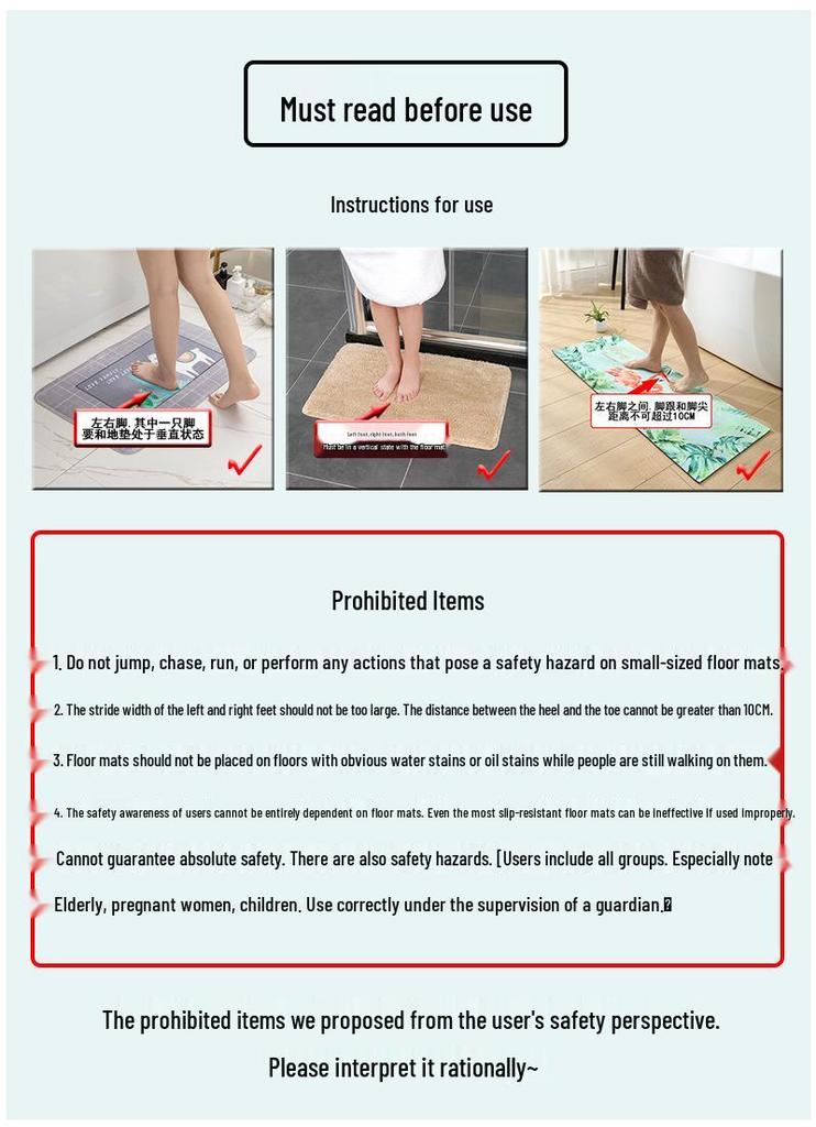 Chenille Long Pile Bathroom Mat - Water Absorbent & Anti-Slip Foot Pad for Home Use