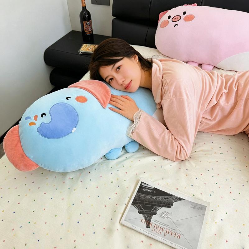 Amusing Long Body Bear Piggy Elephant Plush Pillow Soft Fluffy Cartoon Animal Throw Pillow Lovely Home Decor Nice Gift To Family