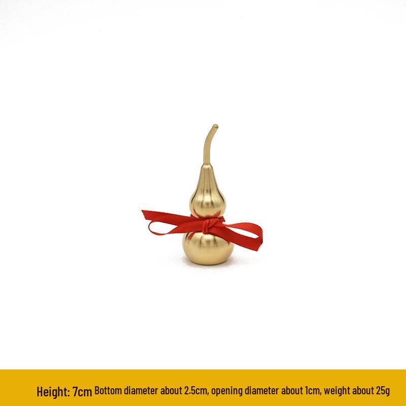 Copper Gourd Hanging Ornament with Cinnabar and Brass Five Emperors Coins - Openable Pendant