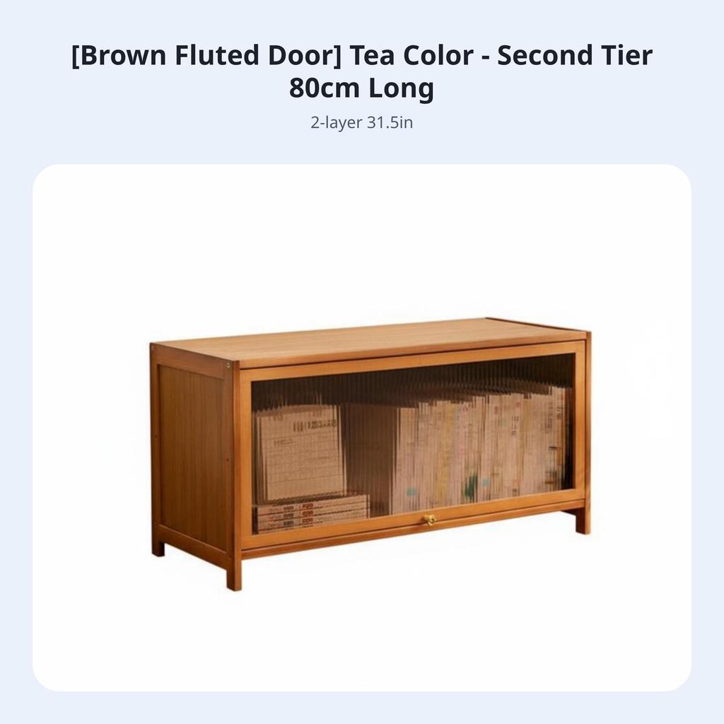 Multi-Tier Storage Organizer Large Capacity Fluted Door Display Cabinet Flip-Up Door Storage Unit Versatile Design