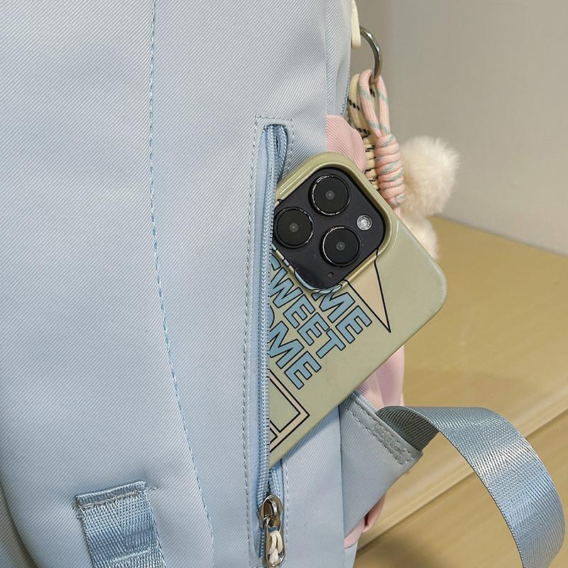 Plaid Backpack Junior High School Student Lightweight Schoolbag Color Block Large Capacity Backpack