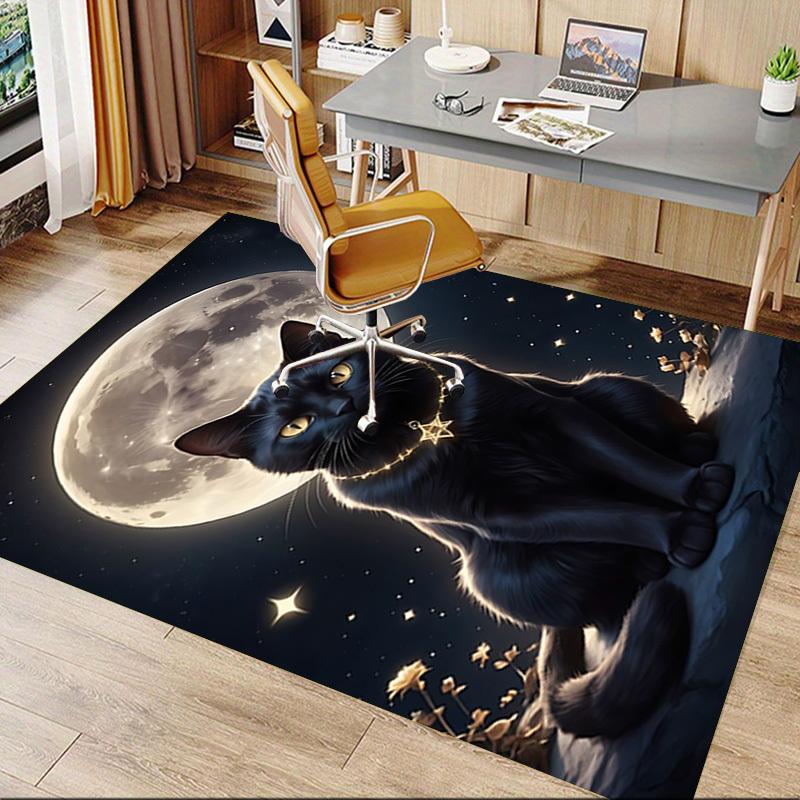 1pc cat moon Carpet Anti Slip Polyester Floor Mat for office,Bedroom