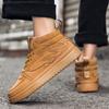 Fashion Brown Men's High Top Sneakers Quality Men's Skateboard Shoes Platform Casual Mens Designer Sneakers Zapatillas Hombre