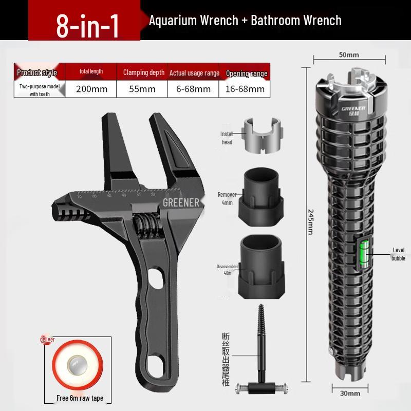 GREENER 8-in-1 Multi-functional Plumbing Wrench