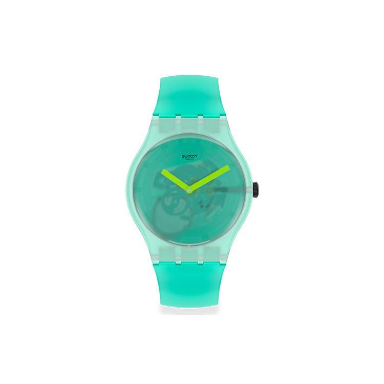 

Swatch Quartz Movement Mint Style Jelly Color Semi-Transparent Color Block Casual Waterproof Watch Unisex watches Green SUOG119 Green