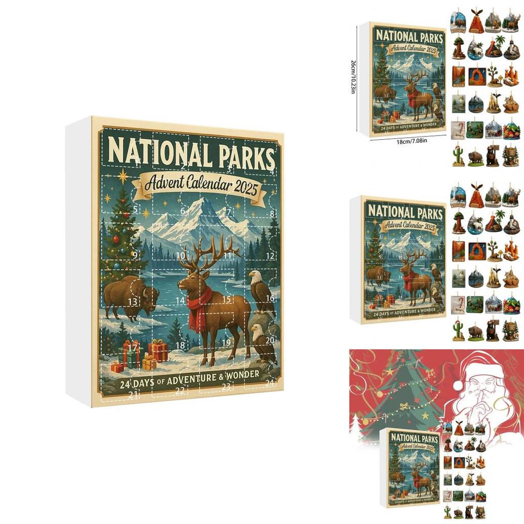 National Parks Advent Calendar Acrylic 24 Piece Set For Christmas Gift And Holiday Decor