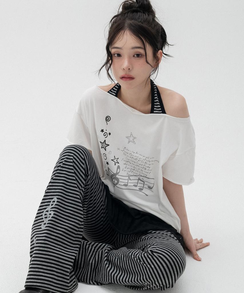 HIGH SCHOOL DISCO Rockstar Halterneck Off-Shoulder_White