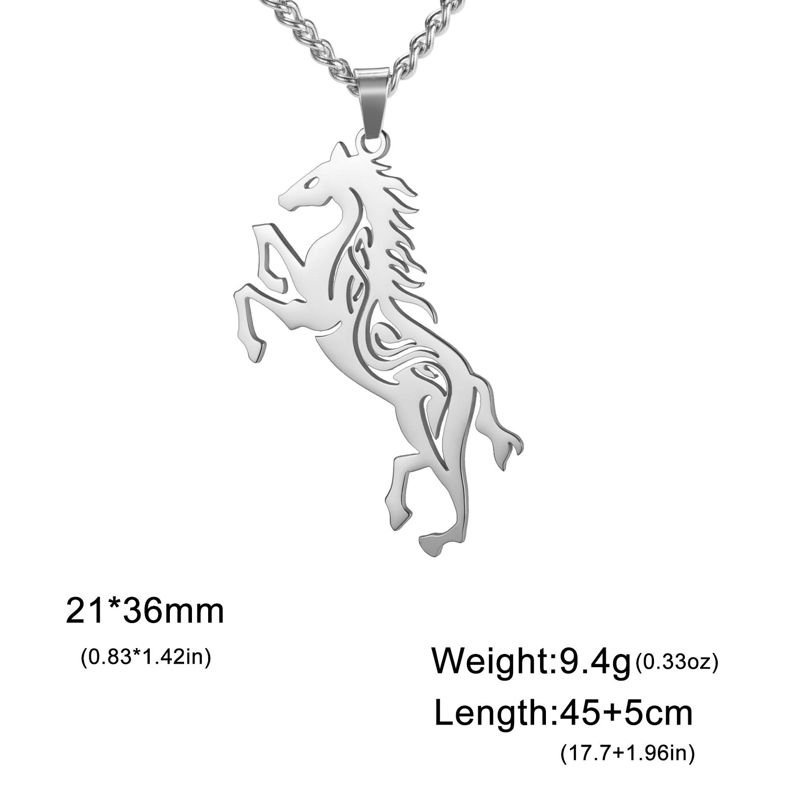 

Teamer Handsome Horse Pendant Necklace for Women Men Stainless Steel Gold Color Punk Animal Jewelry Birthday Gift Wholesale 45-50cm