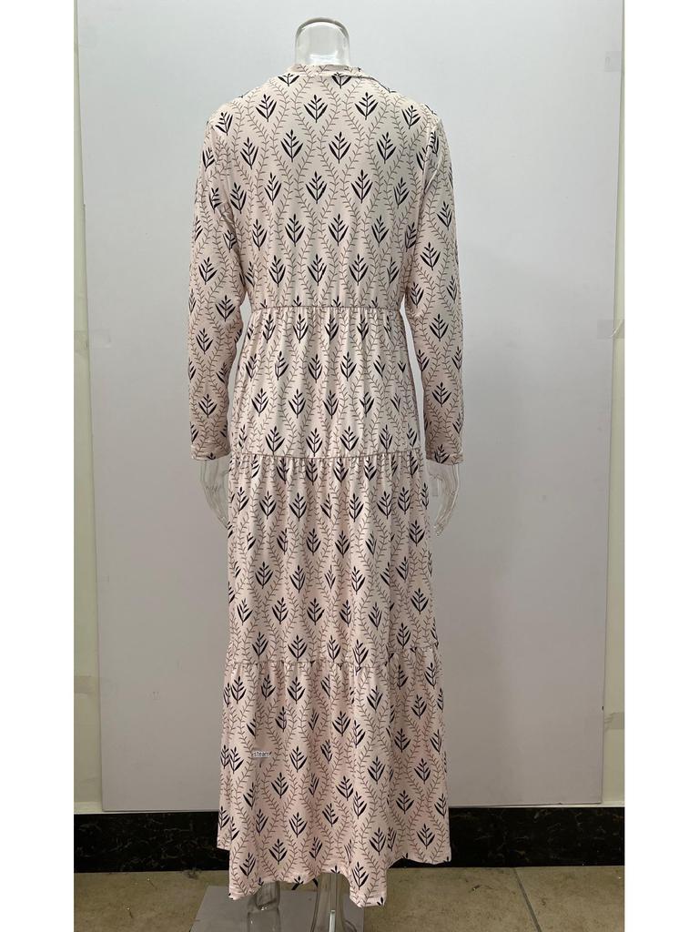 2023 Autumn/Winter Retro Stand Collar Loose Plus Size Fashion Long Dress