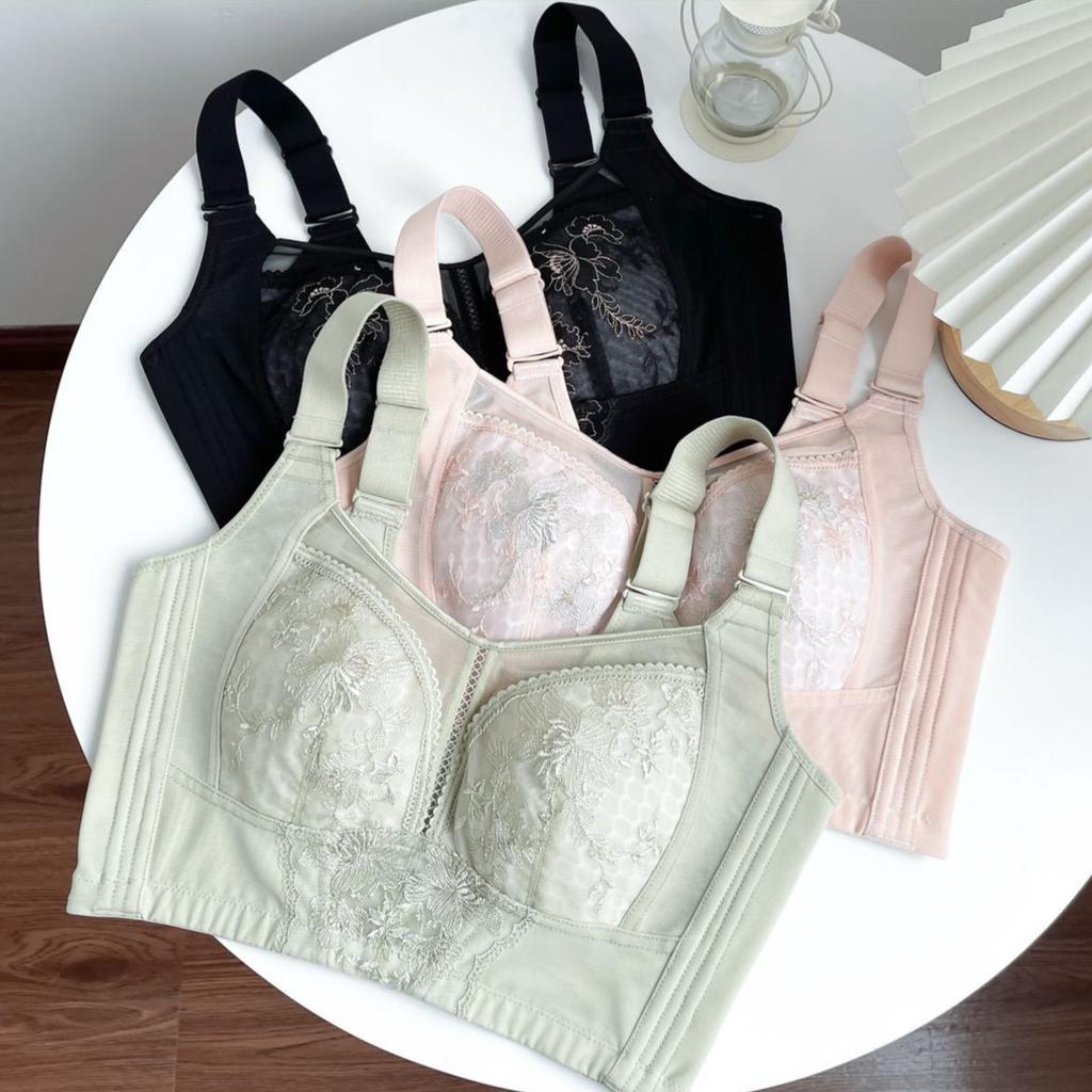 Breathable Bra Women's Thin Cup Bra Breast Retraction Anti-sagging Side-retraction Sexy Large-sized Underwear
