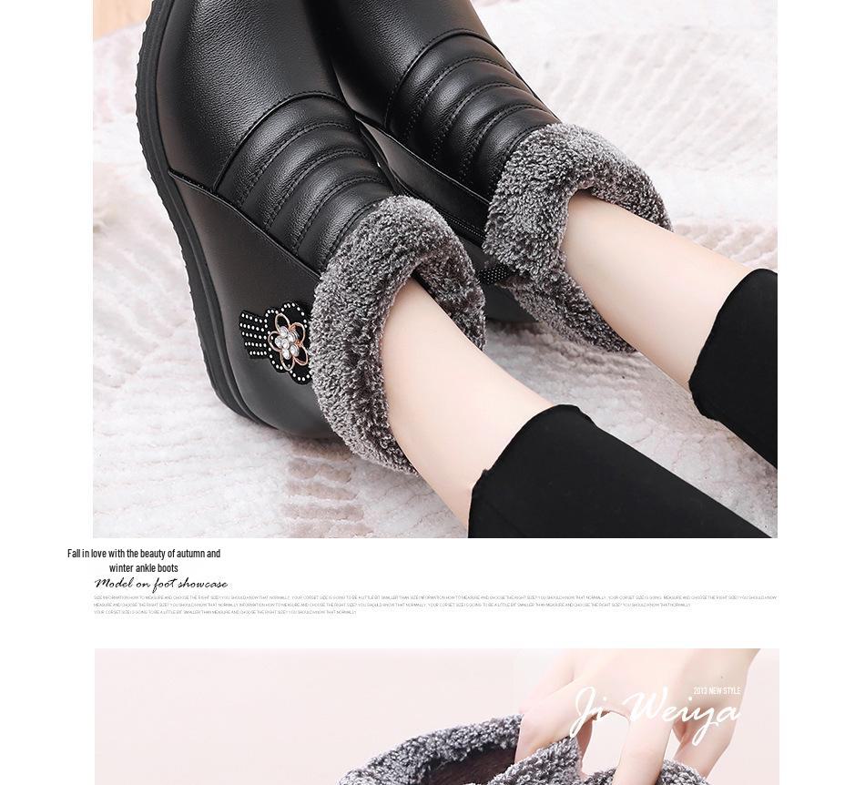 Pantofi de iarnă calzi și confortabili pentru vârsta mijlocie și vârstnici, cu căptușeală de catifea antiderapantă