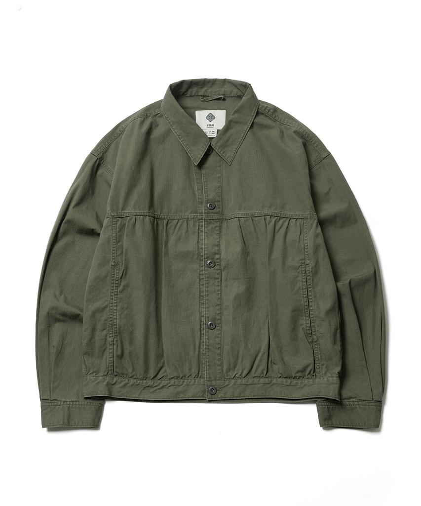 Esfai Shirring Trucker Jacket (Olive)