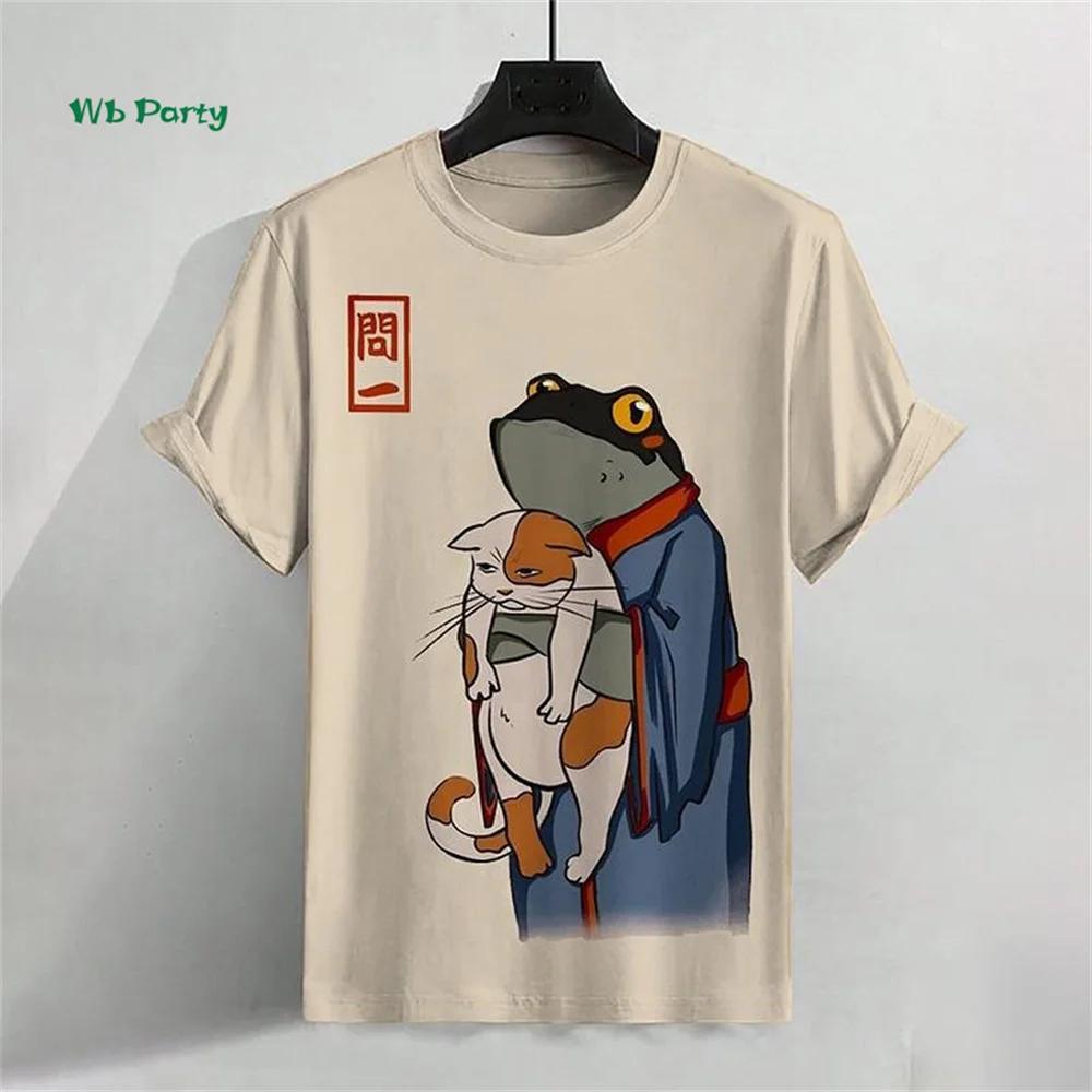 Zomer Rond Hals 3D Japanse Ukiyo-e Patronen Print Top Modieuze Casual Korte Mouw Heren T-shirts