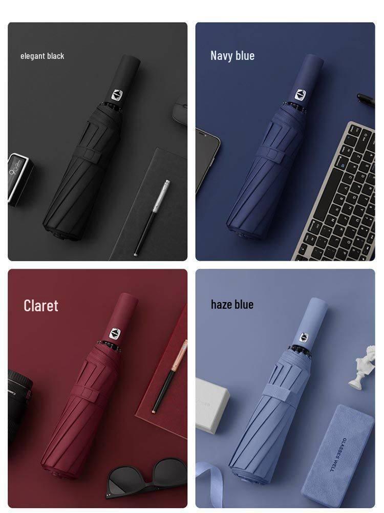 24-Rib Automatic Folding Umbrella with UV Protection for Sun and Rain.