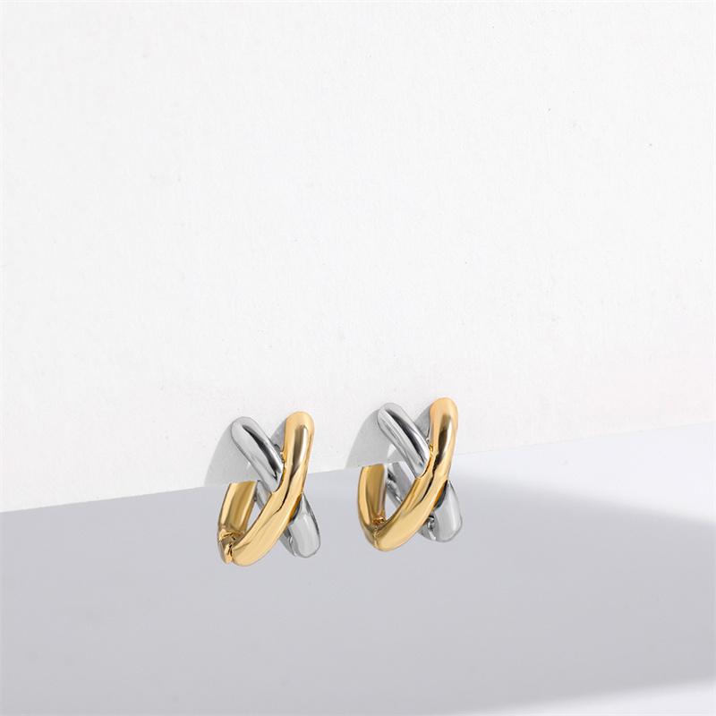 Vintage Silber Grau CC Design Creolen für Damen Koreanische Mode X Cross Zirkon Ohrring Verlobungsschmuck Geschenke Großhandel