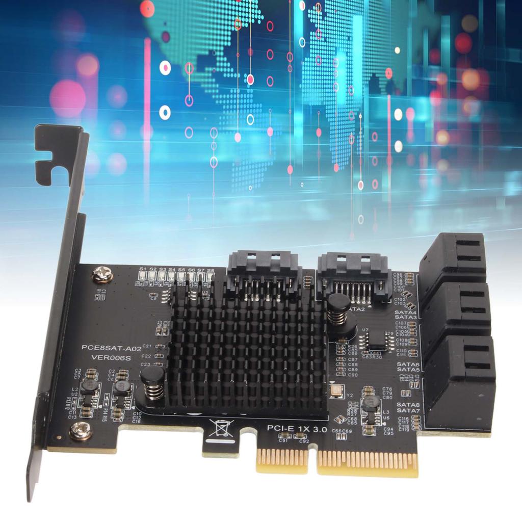 PCIE SATA Card Easy To Expand PCIE To SATA Expansion Card Support Hot Swappable 8 Port LED Indicator Light for PC for Windows