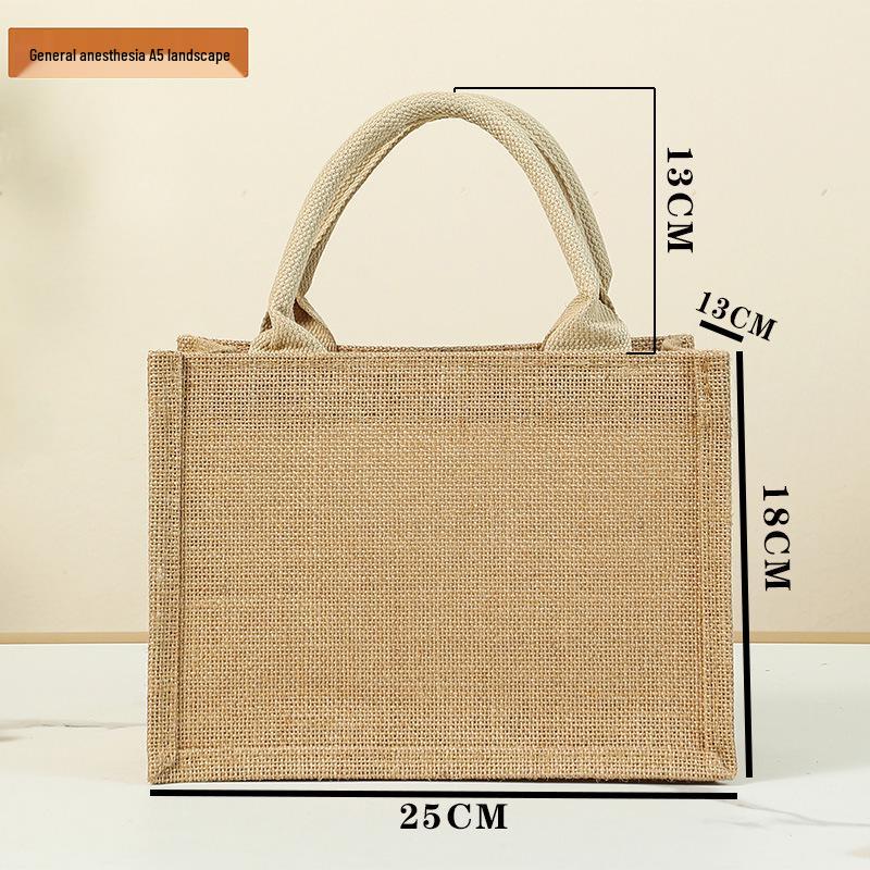 Hand-Painted Muji Jute Burlap Tote Bag for Christmas