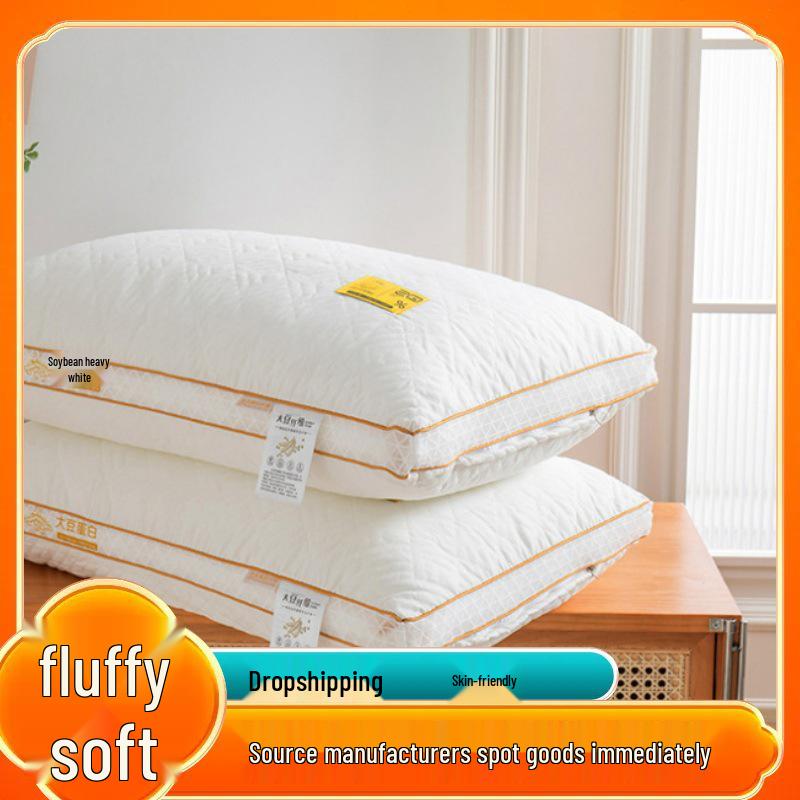 Almofadas de Apoio para Pescoço de Soja Classe A com Fronhas, Não Colapsáveis, 48x74 cm, Conjunto de 2.