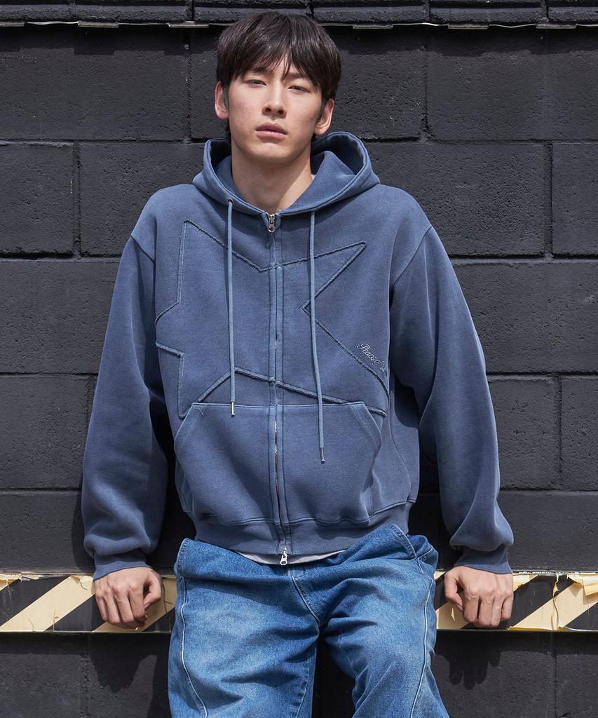 Pol Star Pigment Zip-Up Hoodie_Blue