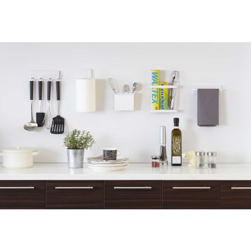 Yamazaki Tower Magnetic Wrap Holder, White, Approx. W15.5 X D5.2 X H15.5cm, for Wrap Storage and Kitchen Storage, Model 7121