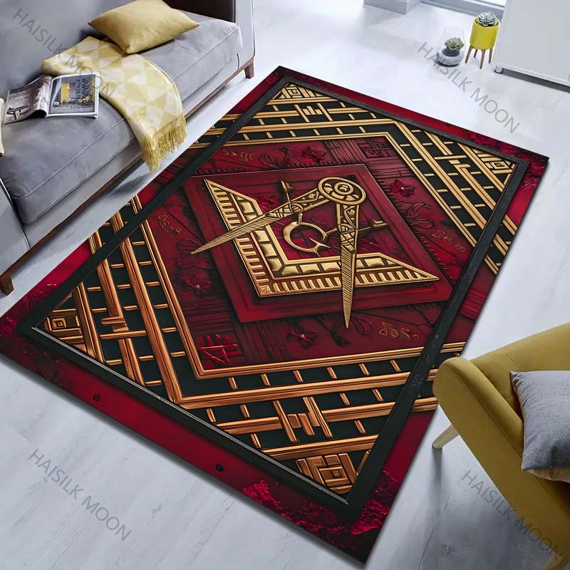 

1PC Compass and square symbol Print Carpet for Living Room Bedroom Bedside Sofa Floor Mat Modern Home Decor Area Rug 40x60cm (16x24in)