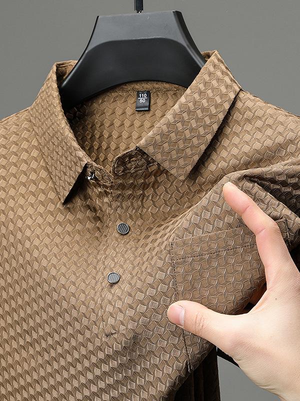 Polo Casual Trendy da Uomo a Maniche Corte con Taschino e Collo Elastico