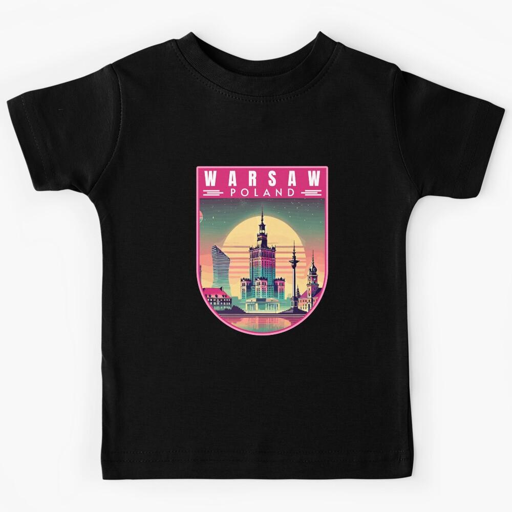 Warsaw in Poland Vintage Travel Art Emblem Kids T-Shirt 120