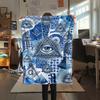 1Pc Knowing Eye Print Flannel Blanket, High quality Comfortable for All Seasons, Home Decor, Warmth and Comfort, Perfect for Christmas Gifts W136