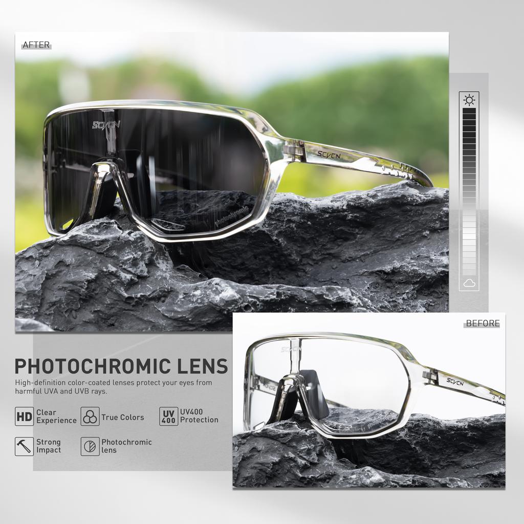 SCVCN Photochromic Sports Sunglasses Polarized Cycling Glasses for Men Mountain MTB Bike Bicycle Goggles UV400 Women Driving