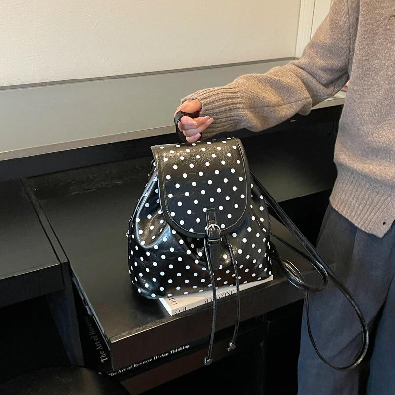 Schoolbag Premium Sense Backpack Women's Travel Light Commuter Backpack 1011 New Summer Polka Dot Fashion College Student School Bag