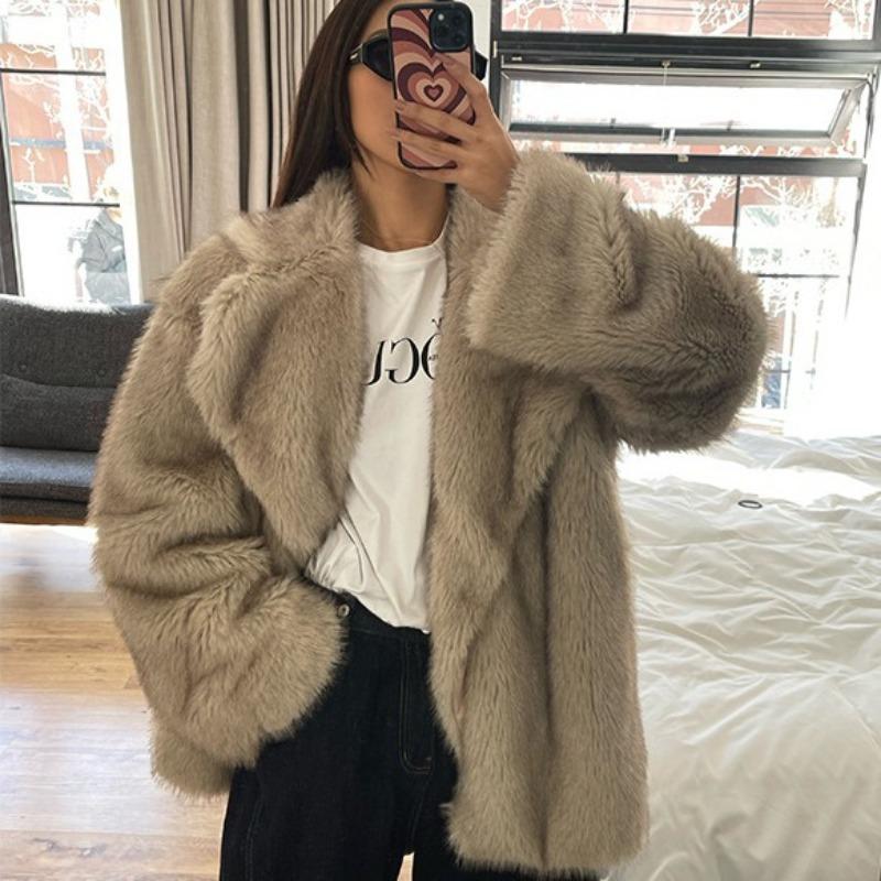Autumn and winter new thickened imitation fox fur coat medium and long environmentally friendly coat women's plush women's light luxury
