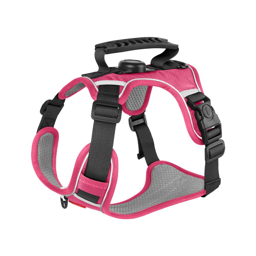 Reflective Dog Harness with Airtag Holder, Escape Proof Anti Lost Pet Vest, Highly Visible Adjustable Safety GPS Tracking
