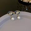 Retro light luxury pearl flower fashion earrings femininity high sense atmosphere stud earrings versatile personality earrings