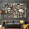 VIKAMA Halloween Skelett Knochen Wandteppich Dunkler Vintage Stil Wohnzimmer Akzentwand Mottoparty Studio Dekoration