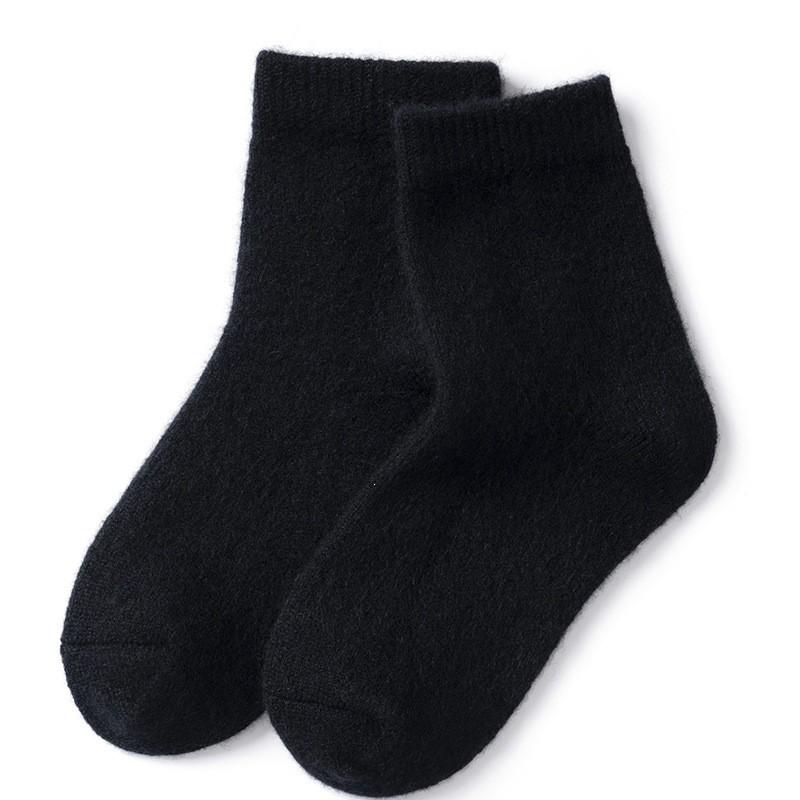 Kids Cashmere Socks Unisex 100% Goat Wool Mid-Calf Solid Warm Fall Winter