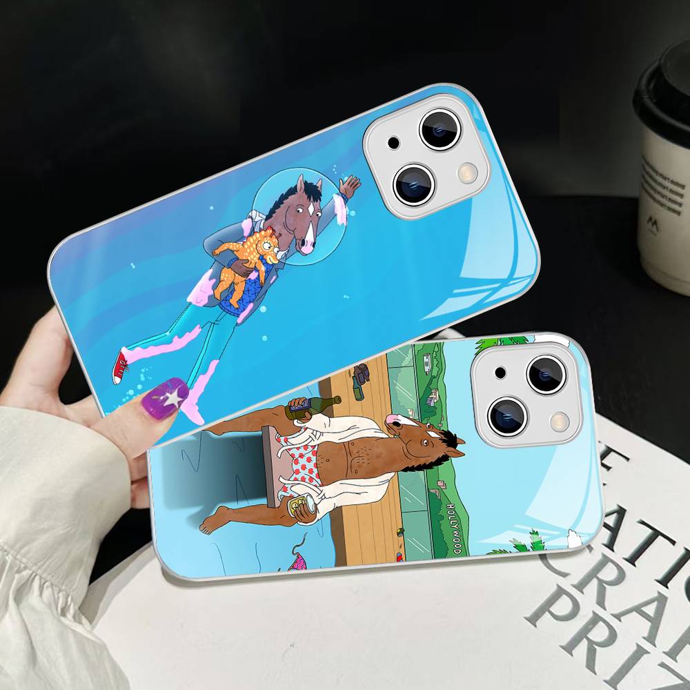 Cartoon B-BoJack Horseman For IPhone 14 13 12 Mini 11 Pro XS Max X XR 14 Plus Tempered Glass Cover