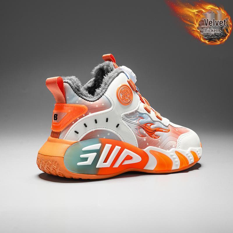 Boys' Shock-Absorbing Leather Basketball Shoes | Non-Slip, Lightweight Sports Sneakers for Big Kids, Fall/Winter 2025