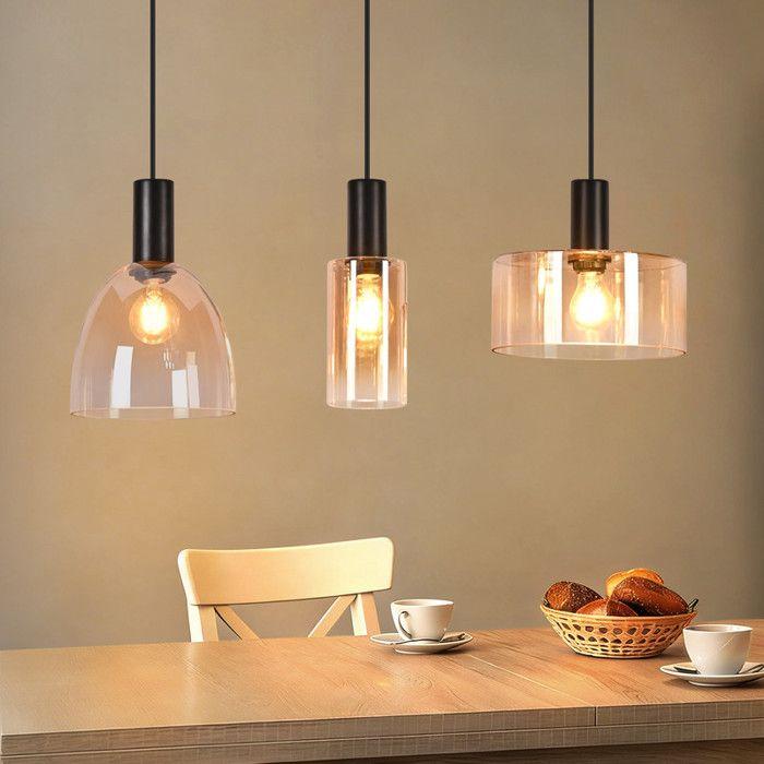 Suspension - NETTLIFE - Nettlife - Verre transparent - Métal noir - 3x E27