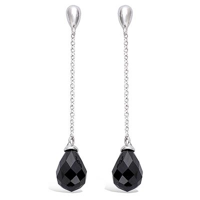 [J8648] - Silver Earrings 'Linda' Silver Black (rhodium-plated) - 45x7 Mm