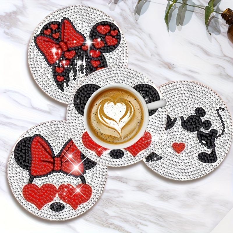 Set da 8 pezzi Serie Amore Pittura Diamante Sottobicchieri Fai da Te Sottobicchieri Arte Diamante 5D Trapano Completo Sottobicchieri Diamante Rotondi Acrilici per Tazza