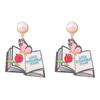 Children's fun painted printing wooden stationery modeling earrings cute college style personalized vacation travel women's models