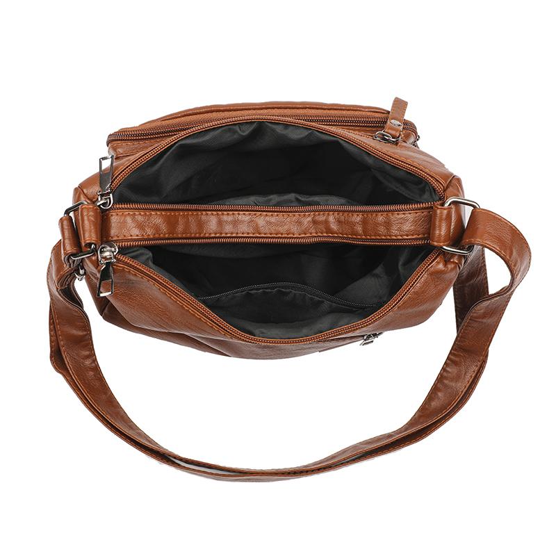 Women's Bag Soft Leather Multi-layer Shoulder Crossbody Bag Mother Bag
