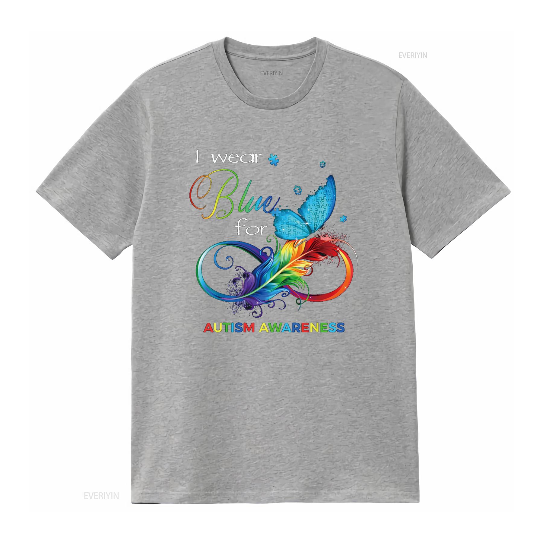 I Wear Blue for Autism Awareness Month Kids T Shirt vintage Washed Top For Everyday Wear designer clothes Versatile Slightly S