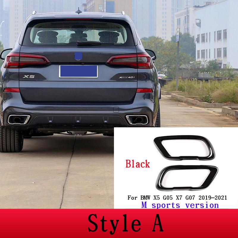 

For BMW X5 F15 G05 X6 F16 X7 G07 2014- M Sport Version Car Pipe Throat Exhaust Outputs Tail Frame Trim Cover Car Accessories Style A Black
