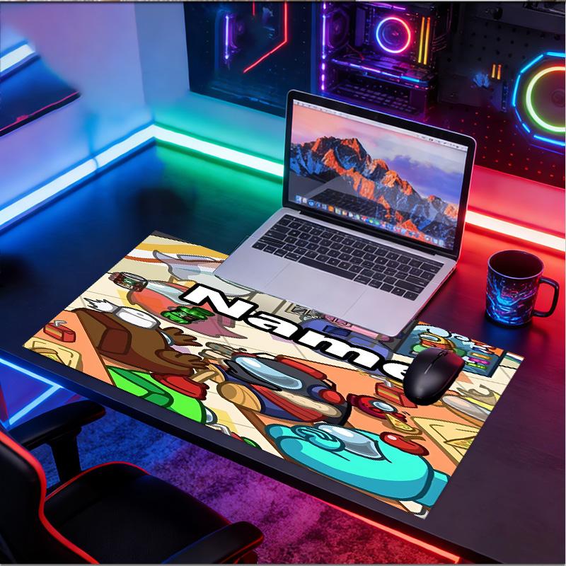 Custom Name Personalized Among Us Pattern Mousepad, Laptop PC Desk Mat, Decorative Desk Mat for Home Keyboard Pad Gift