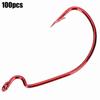 100PCS Red Worm Hooks High Carbon Steel Fishing Hooks Durable Bass Fishing Hooks  Bass Fishing
